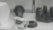 PICTURES/Steward Observatory Mirror Lab -  Tucson/t_Borosilicate Glass & Silicon Carbide Bolts.JPG